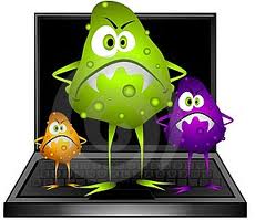 Virus Standing On Laptop